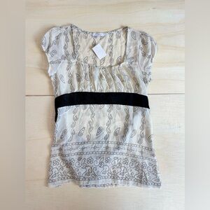 VTG Charlotte Russe Paisley Babydoll Top Tie Back Empire Waist Boho